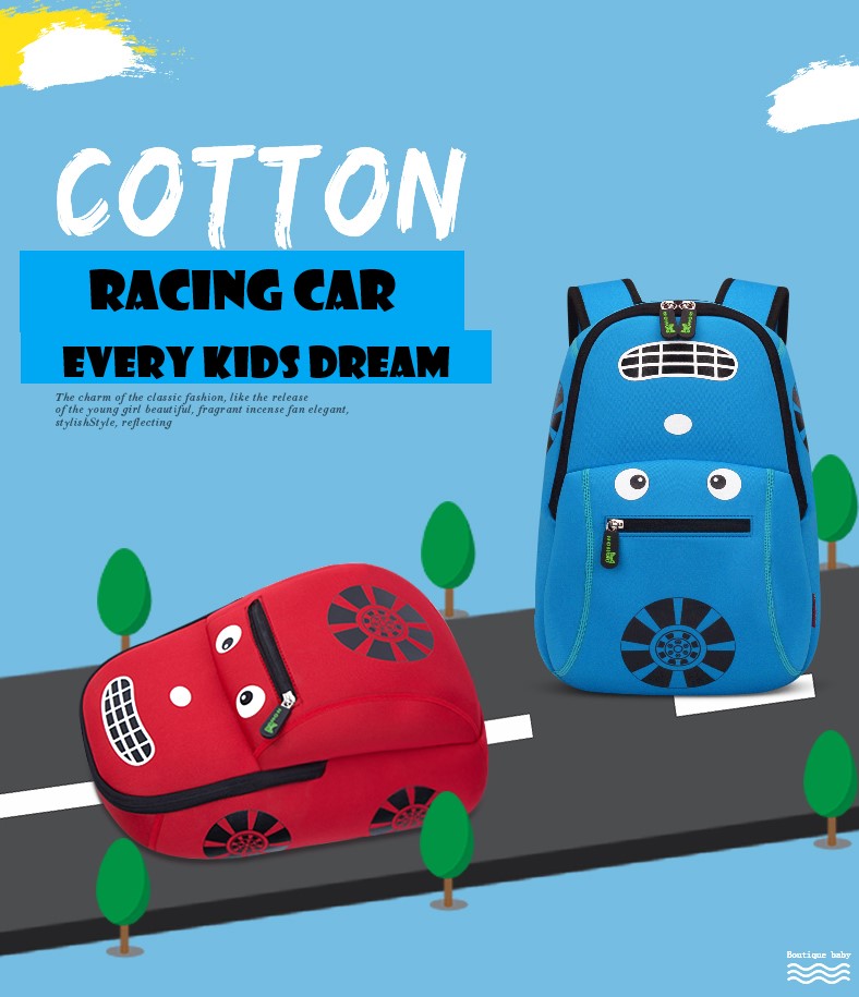 NOHOO Kid Racing Car Design Children Boy Travel School Bag Beg Sekolah Bags A4
