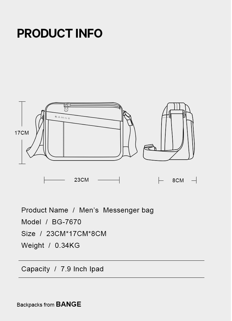 Bange Cabbie Multiple Compartment Big Capacity Crossbody Sling Bag