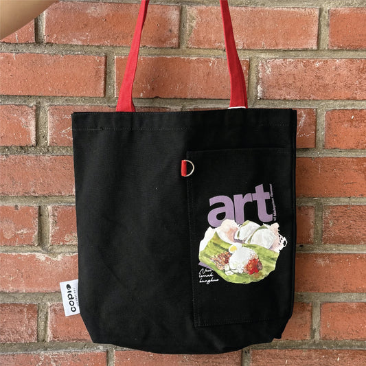 Tote Bag Nasi Lemak - Black Red