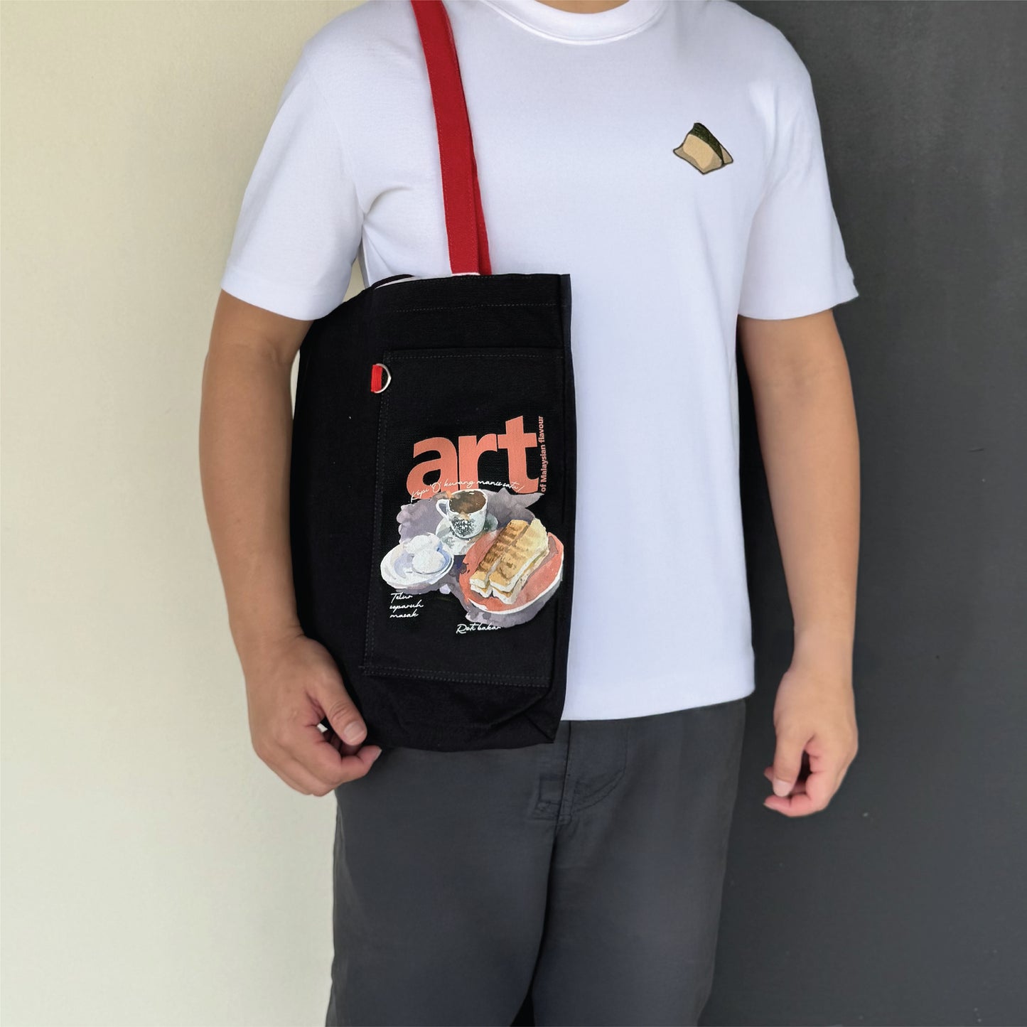 Tote Bag Roti Bakar - Black Red