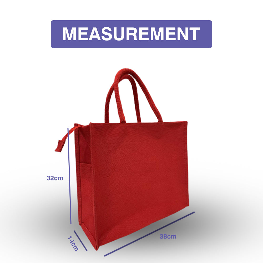 Bag2u Zip Mono Jute Material Tote Bag