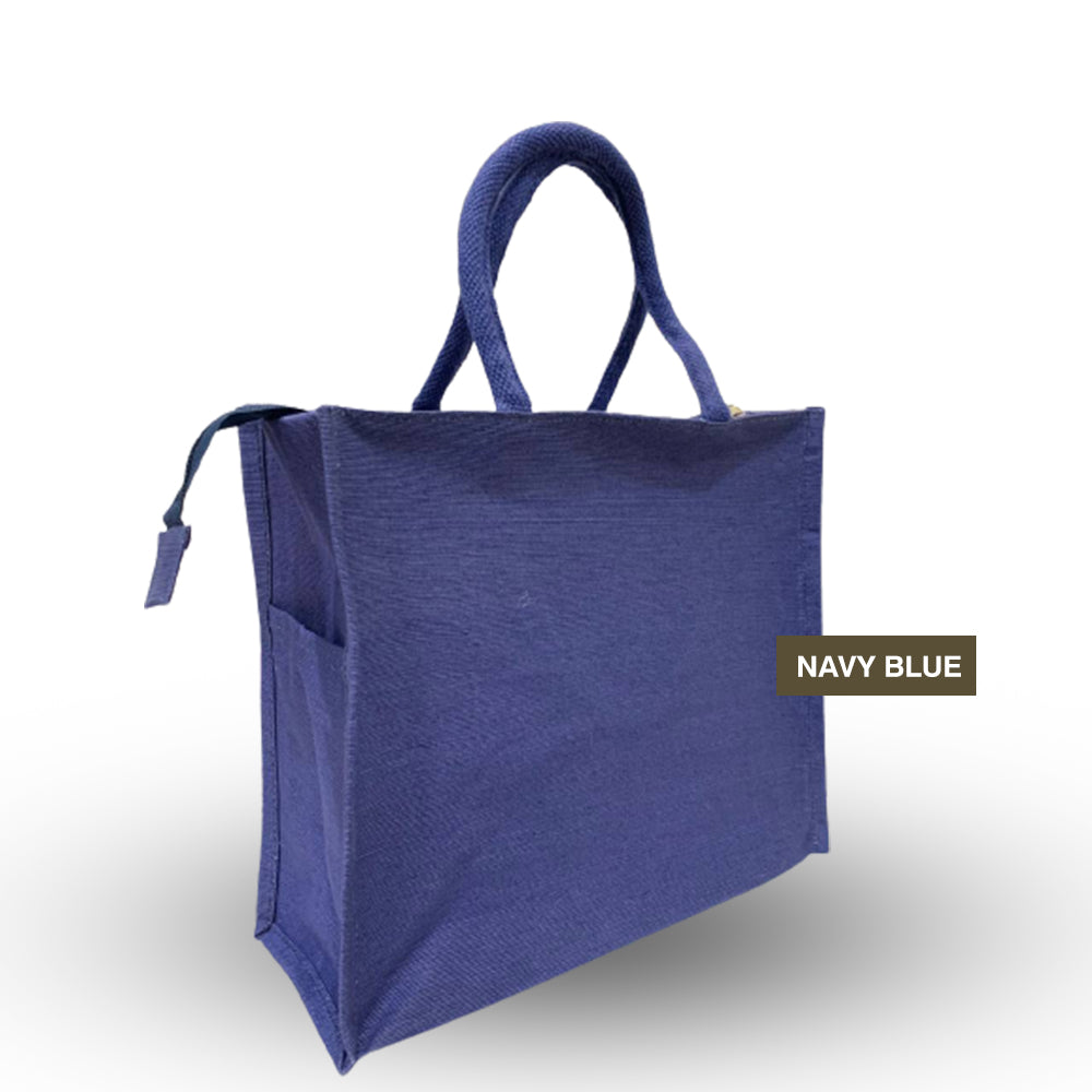 Bag2u Zip Mono Jute Material Tote Bag