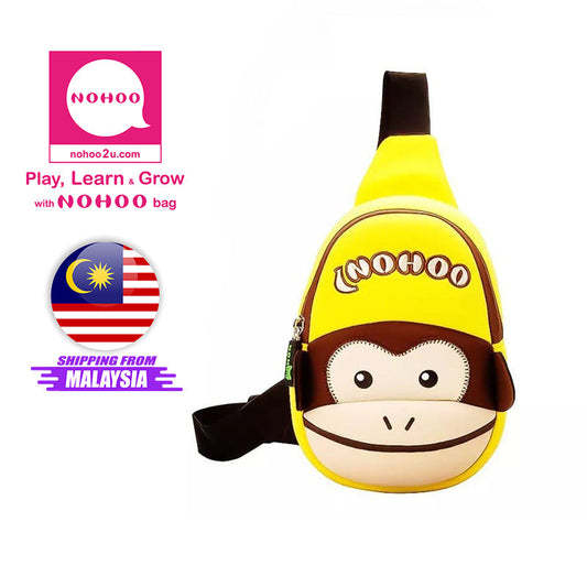 NOHOO Kid Yellow Monkey Design Children Boy Sling Crossbody Travel Preschool Bag