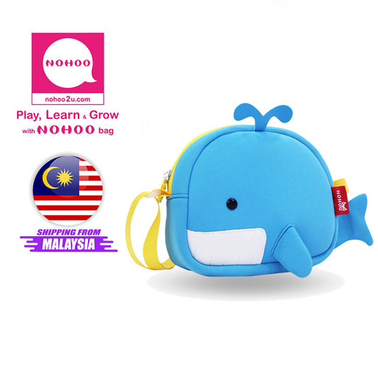 NOHOO Kid Whale Blue Design Children Boy Ocean Sling Crossbody Travel Bags New