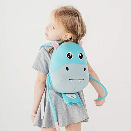 NOHOO Kids Blue Hippo (New) Harness Preschool Bag Toodler Bag Travel Bag Kids