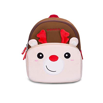 NOHOO Kid 3D Rudolph Design Backpack Cartoon Design Soft Fluffy Toodler Winter