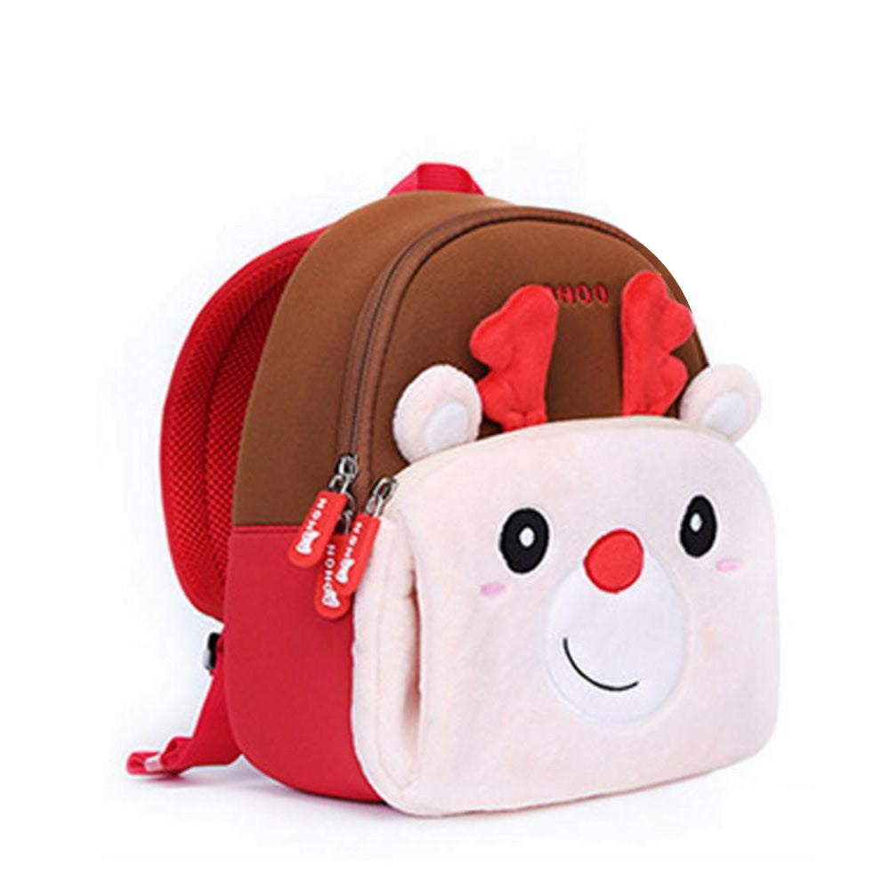 NOHOO Kid 3D Rudolph Design Backpack Cartoon Design Soft Fluffy Toodler Winter