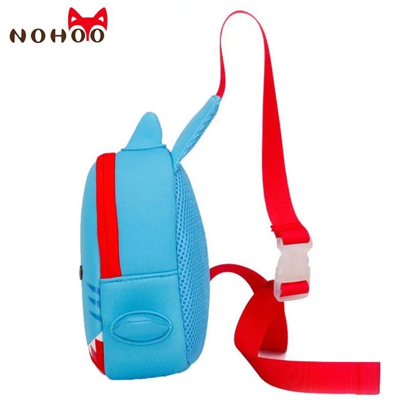 NOHOO Kid Jaws Blue 3D Design Children Boy Sling Crossbody Travel Preschool Bag