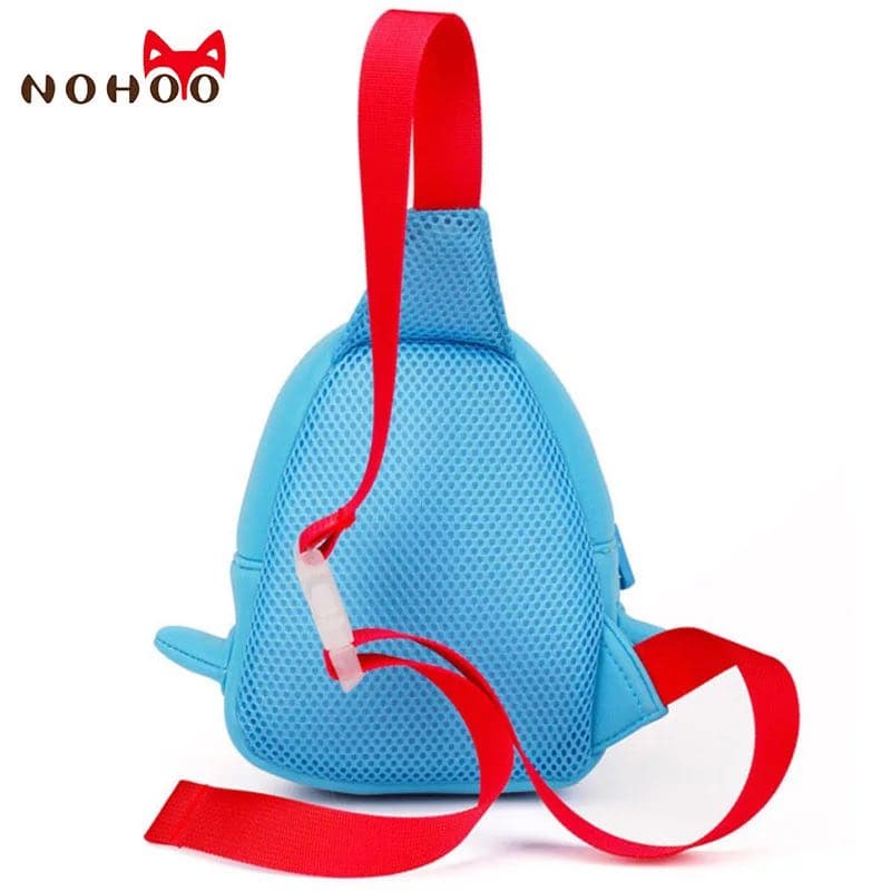 NOHOO Kid Jaws Blue 3D Design Children Boy Sling Crossbody Travel Preschool Bag