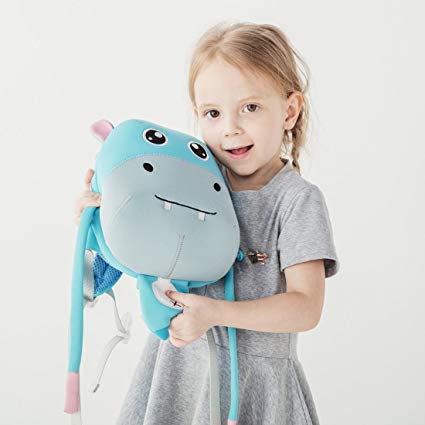 NOHOO Kids Blue Hippo (New) Harness Preschool Bag Toodler Bag Travel Bag Kids