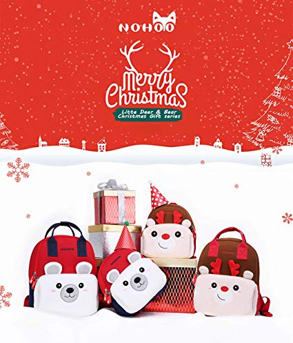 NOHOO Kid 3D Rudolph Design Backpack Cartoon Design Soft Fluffy Toodler Winter