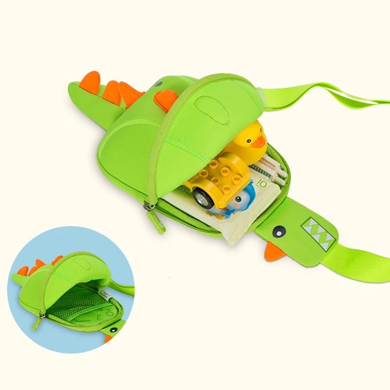 NOHOO Kid Dino Green 3D Design Children Boy Sling Crossbody Travel