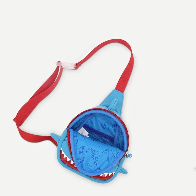 NOHOO Kid Jaws Blue 3D Design Children Boy Sling Crossbody Travel Preschool Bag