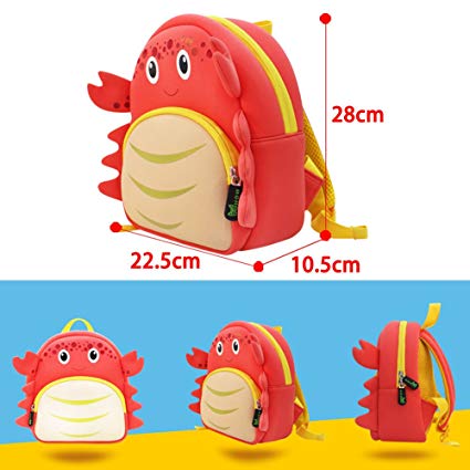 NOHOO Kid Crab Cute 3D Design School Bag Waterproof Preschool Backpack Bags