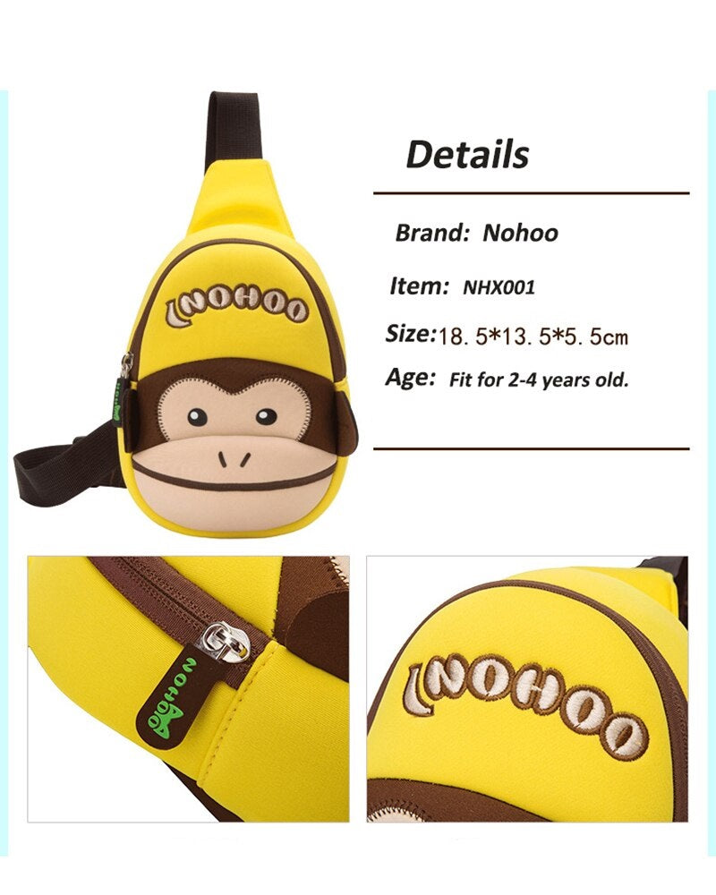 NOHOO Kid Yellow Monkey Design Children Boy Sling Crossbody Travel Preschool Bag