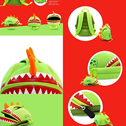 NOHOO Kid Dino Diny 3D Design Children Boy Travel School Bag Beg Sekolah Bags A4