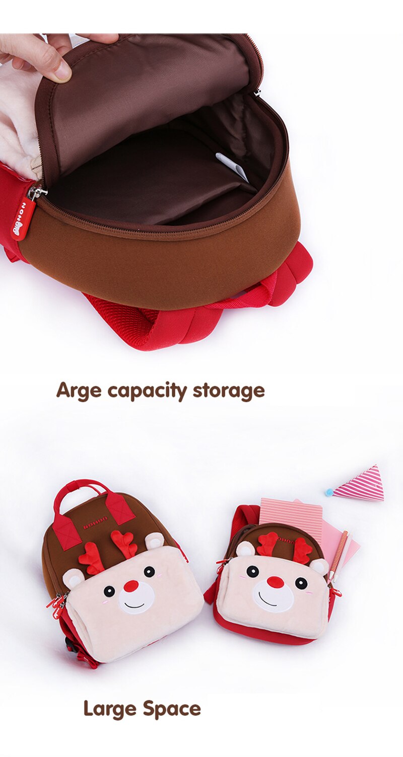 NOHOO Kid 3D Rudolph Design Backpack Cartoon Design Soft Fluffy Toodler Winter