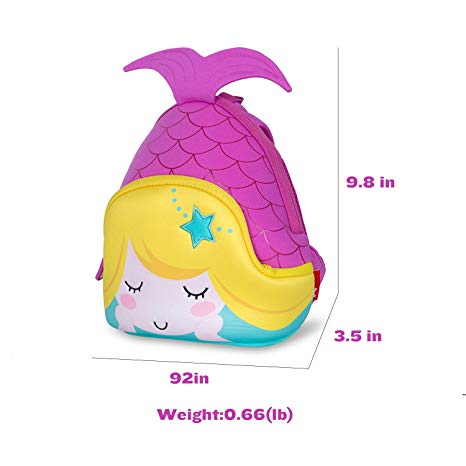 NOHOO Kid Little Mermaid 3D Design School Bag Waterproof Preschool Backpack Bags