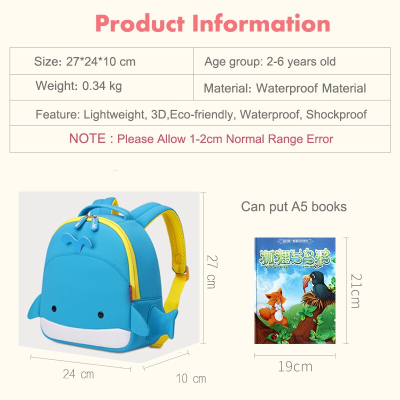 NOHOO Kid Backpack Whale (Blue)