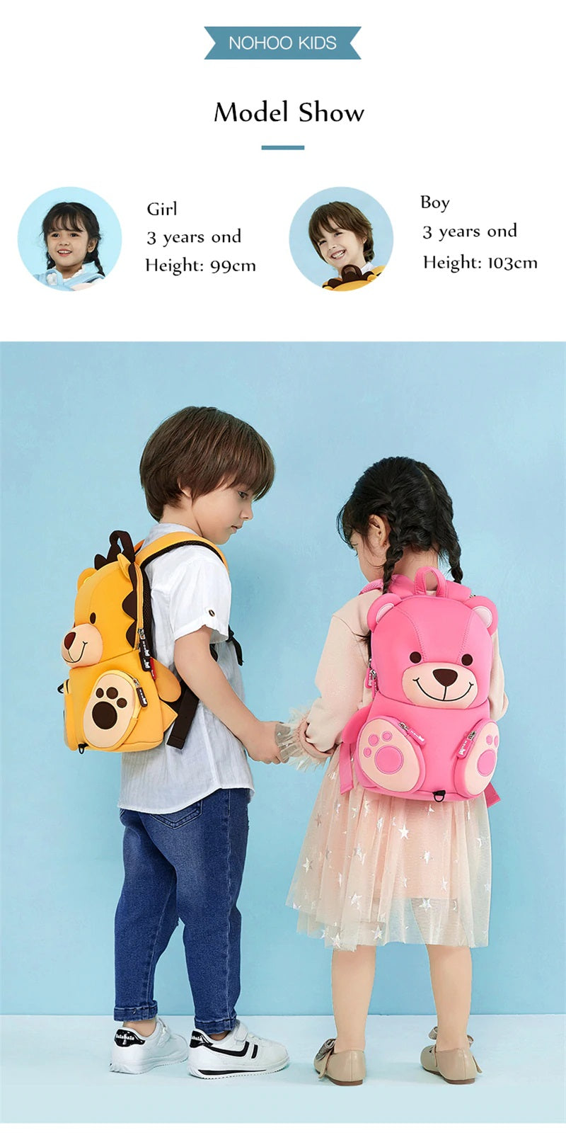 NOHOO Kids Bag 3D Design (New) Harness Backpack Preschool Travel Bag Waterproof