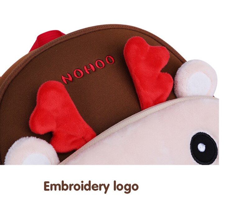 NOHOO Kid 3D Rudolph Design Backpack Cartoon Design Soft Fluffy Toodler Winter