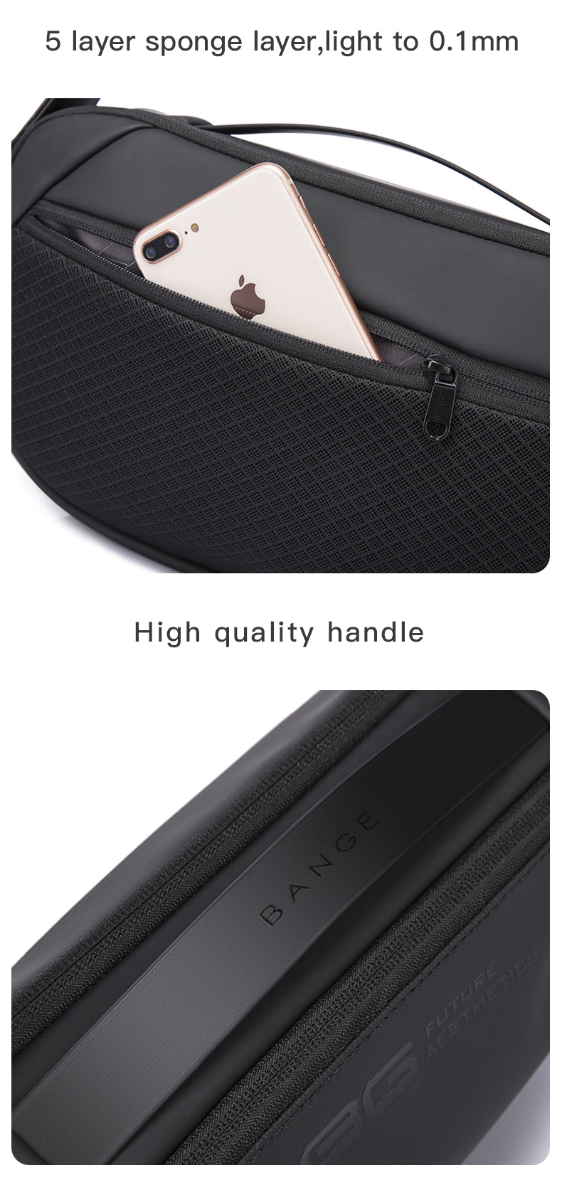 Bange Nomad Messenger Shoulder Anti Theft Sling Bag Crossbody Men Korean Style Sling Bag Waterproof USB (7.9" tablet)