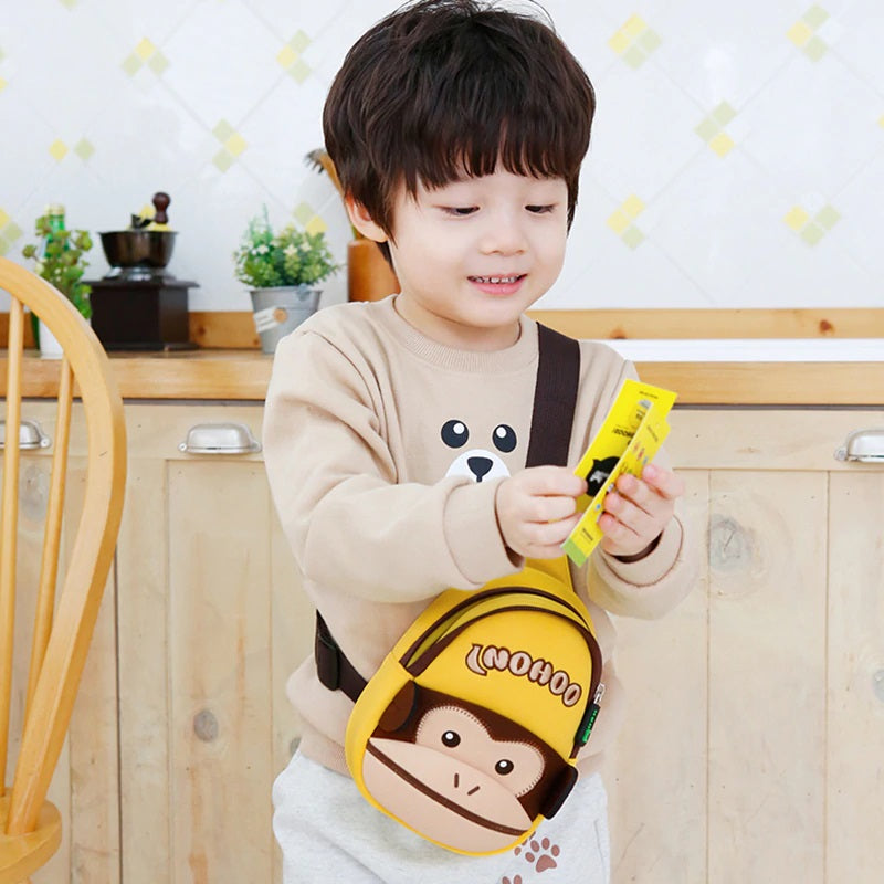 NOHOO Kid Yellow Monkey Design Children Boy Sling Crossbody Travel Preschool Bag