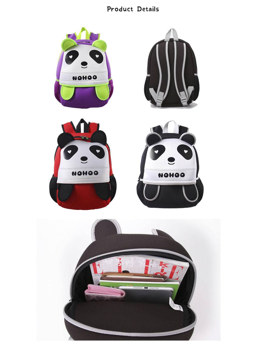 NOHOO Kid Loving Panda Design Children Boy Travel School Bag Beg Sekolah Bags A4