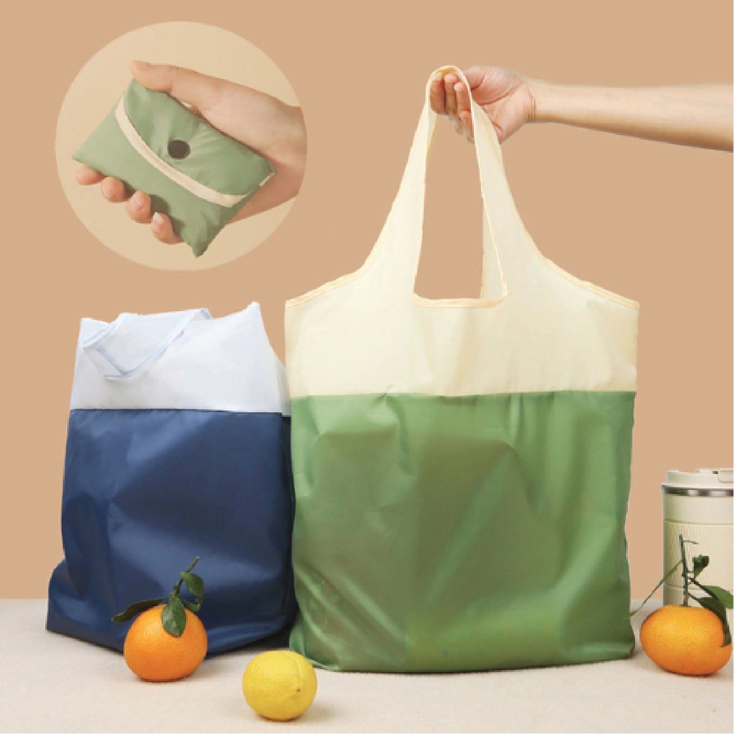 Two Tone Foldable Shopping Bag