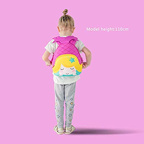 NOHOO Kid Little Mermaid 3D Design School Bag Waterproof Preschool Backpack Bags