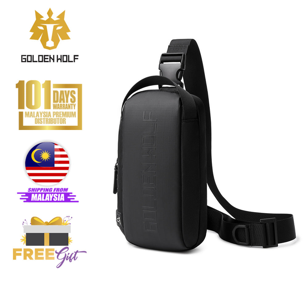 Golden Wolf Armor Multiple Compartment Slim Crossbody Sling Bag