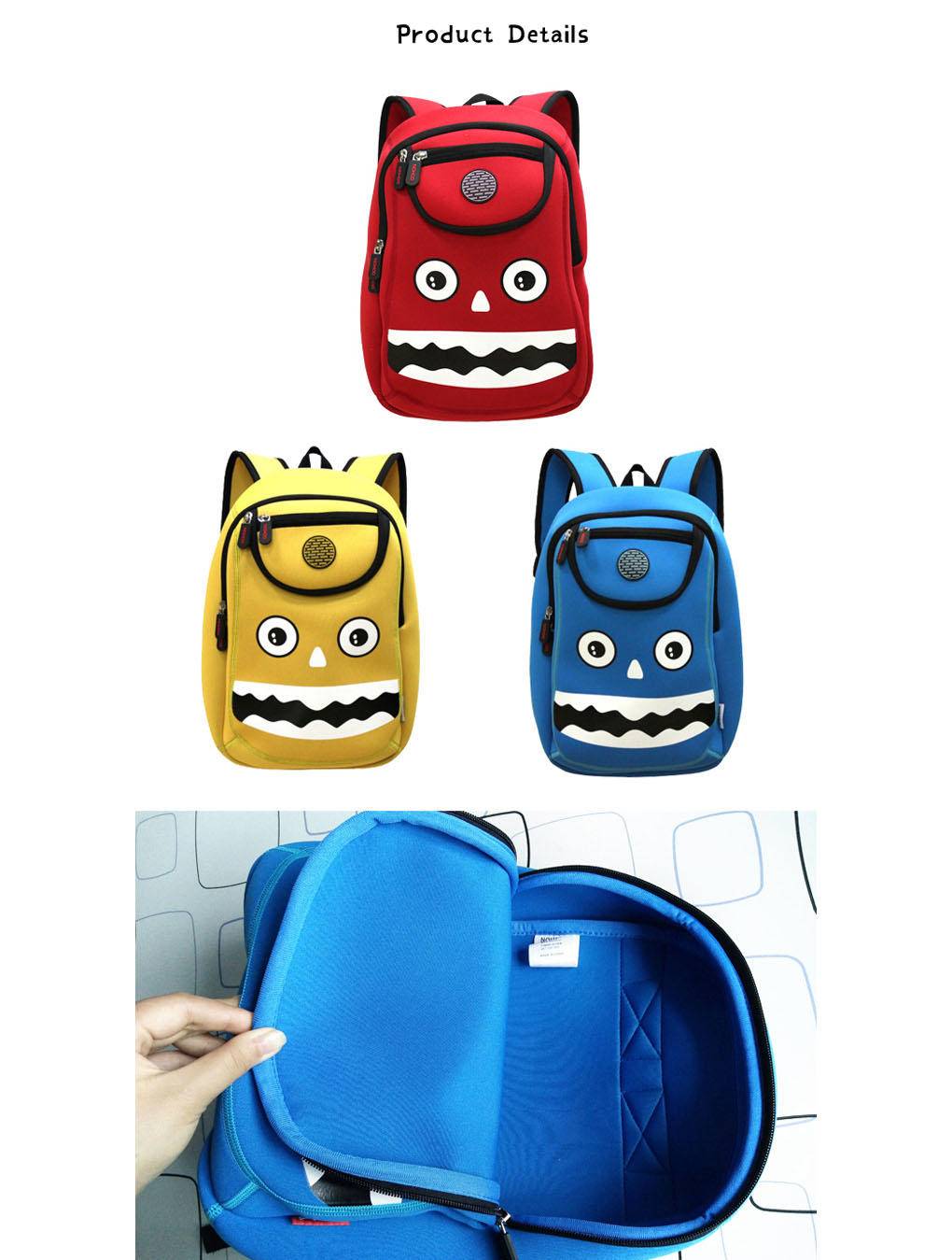 NOHOO Kid Happy Monster Design Children Boy Travel School Bag Beg Sekolah Bag A4