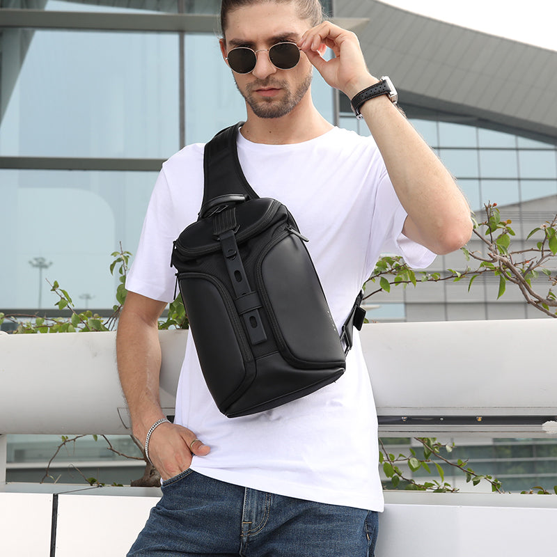 Bange Triway Men Anti-theft Lock Sling Bag Fashion Chest Pack Waterproof USB Crossbody Bag (9.5" tablet)