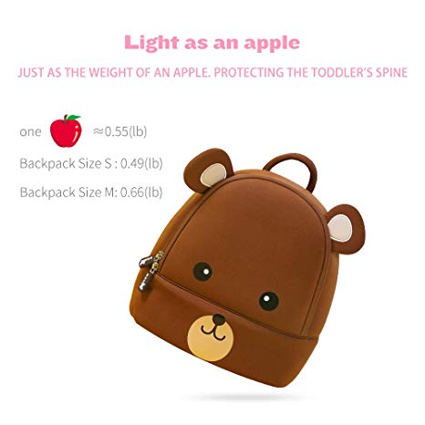 NOHOO Kid Coffee Brown Bear 3D Design School Bag Waterproof Preschool Backpack Bags