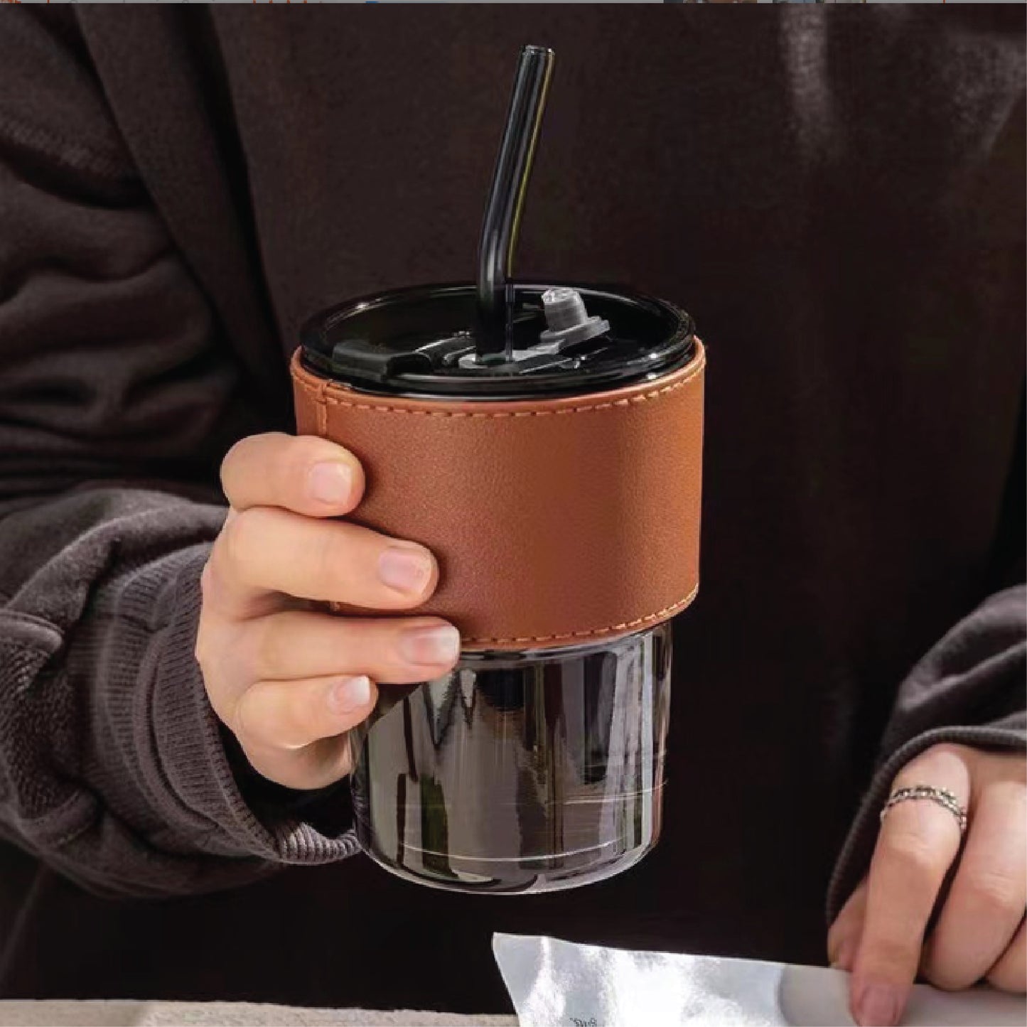 Coffee Glass Mug with Straw - BH-GM 0830