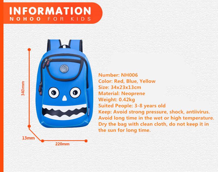 NOHOO Kid Happy Monster Design Children Boy Travel School Bag Beg Sekolah Bag A4