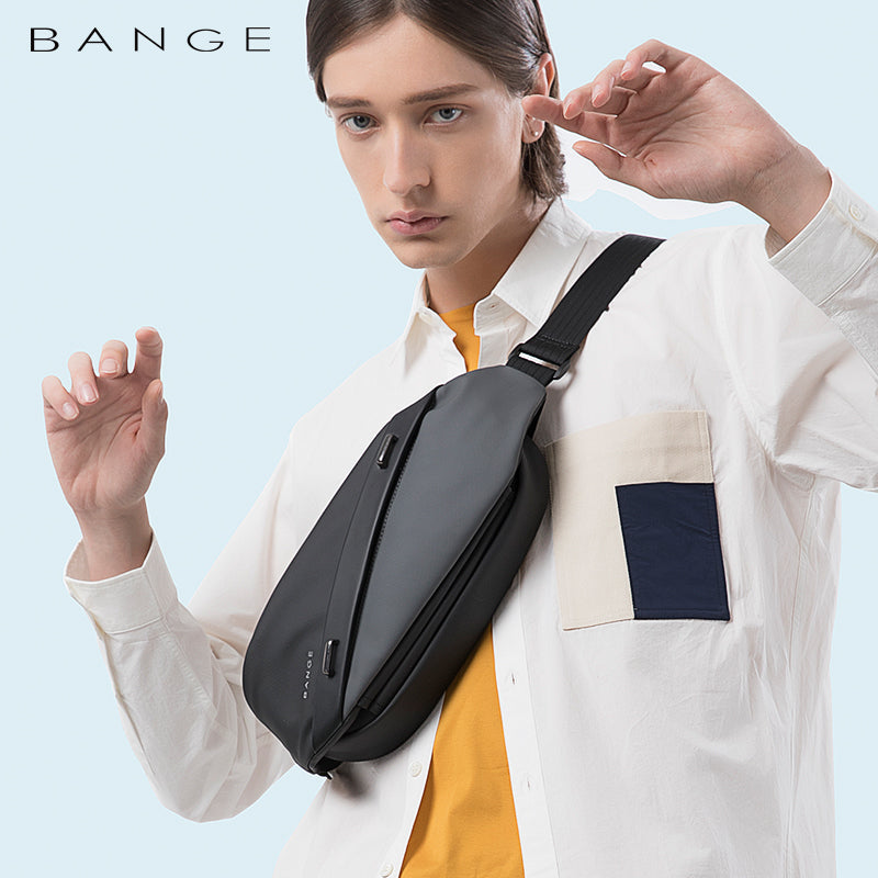 Bange Slant Men Anti-theft Lock Sling Bag Fashion Chest Pack Waterproof USB Crossbody Bag (9.5" tablet)