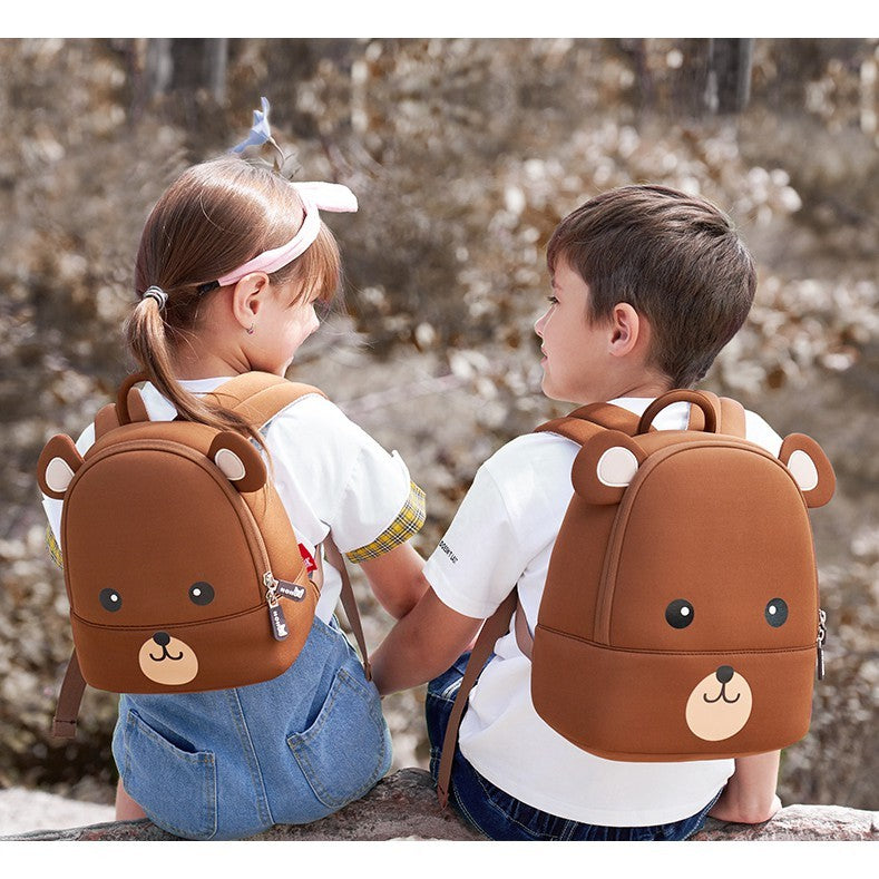 NOHOO Kid Coffee Brown Bear 3D Design School Bag Waterproof Preschool Backpack Bags