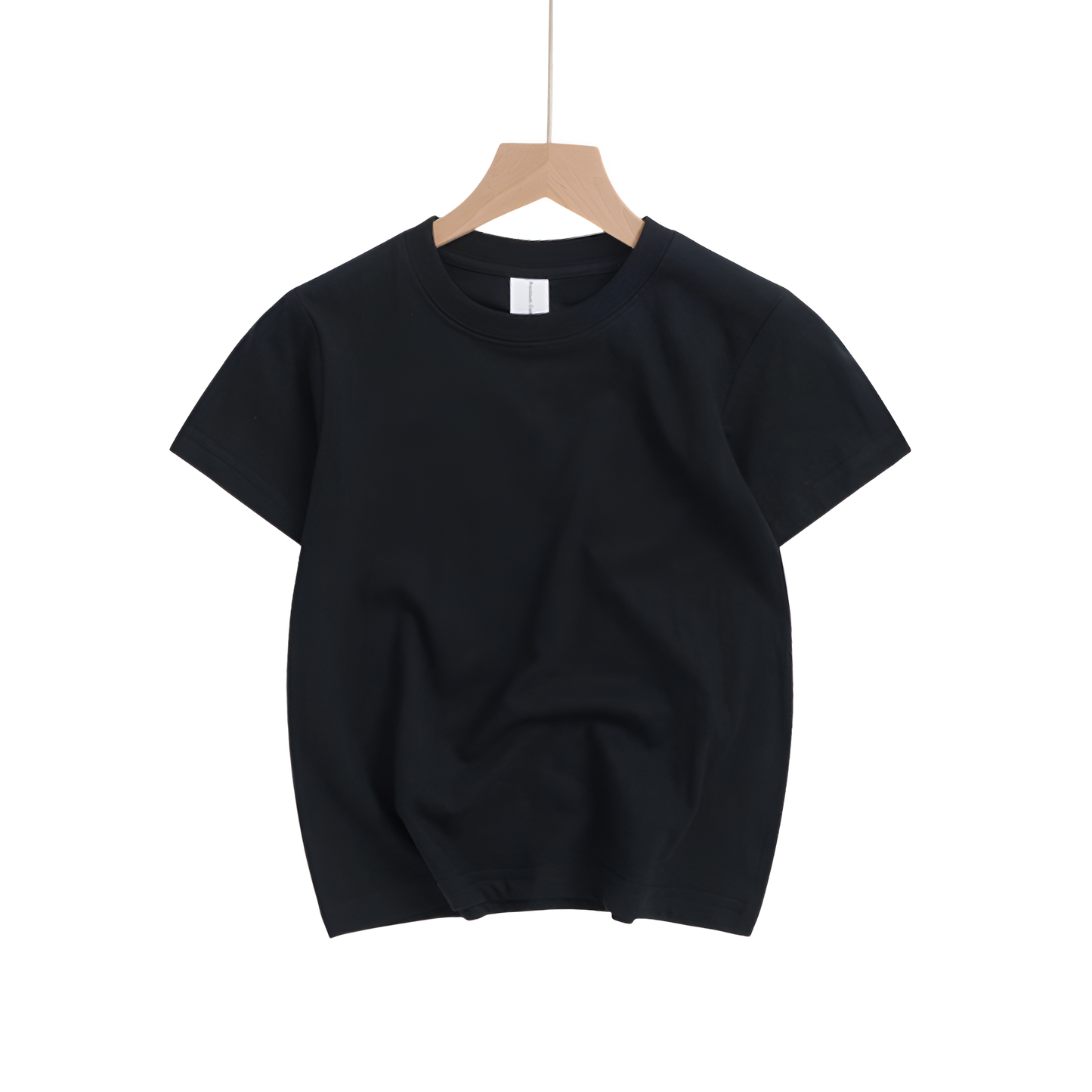 180G Kids Round Neck Short Sleeve T-Shirt - Black