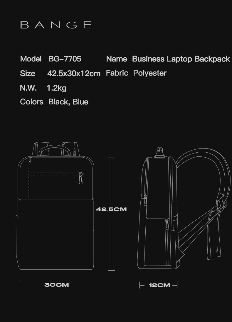 Bange Rizz Laptop Backpack Fast Charging Type-C Simple Trends Stylish Design Business Travel Tablet Laptop Bag (15.6")