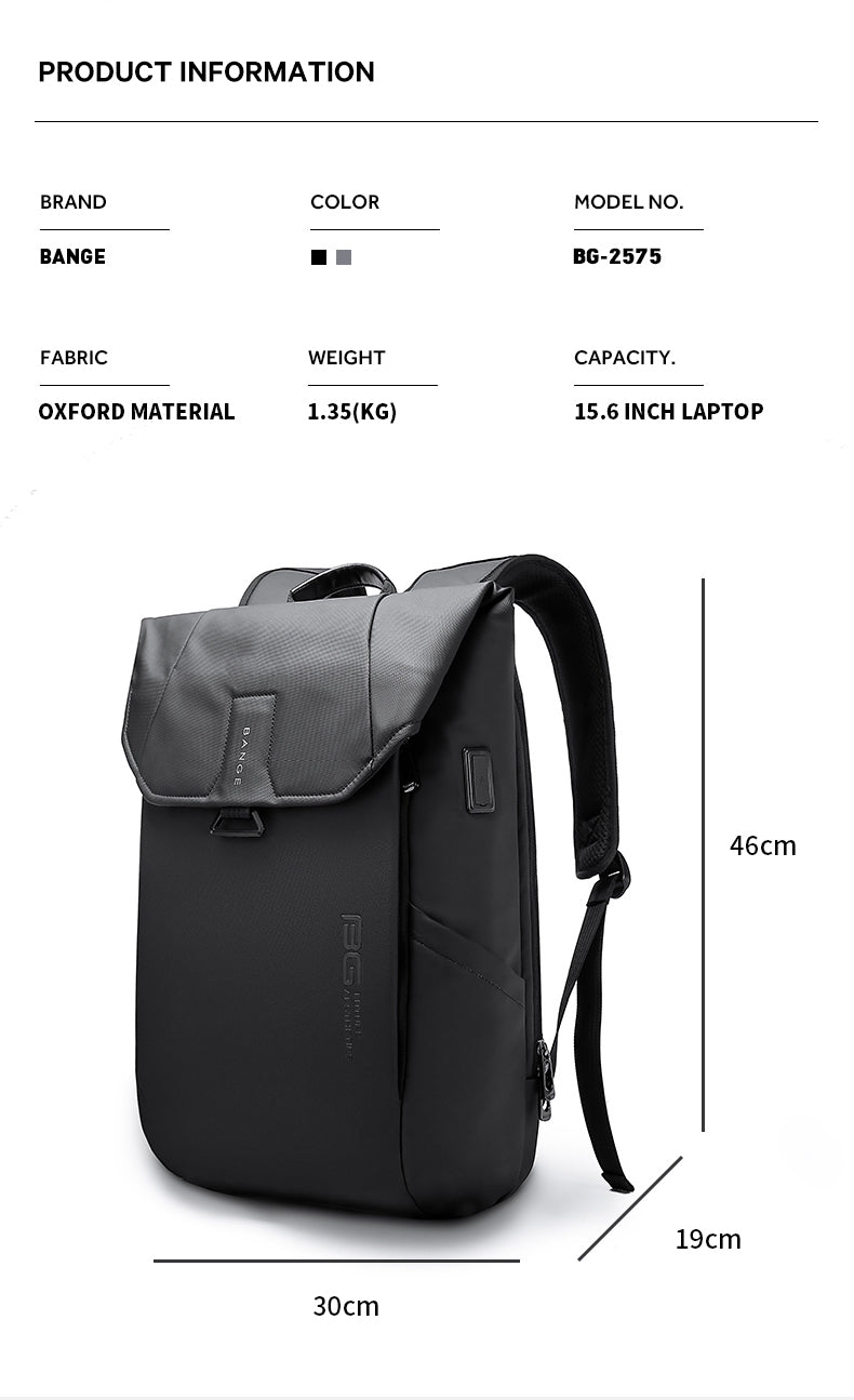 Bange Jade Laptop Backpack Water-Resistant and Multi Compartment USB Charging Business Professional Travel (15.6")