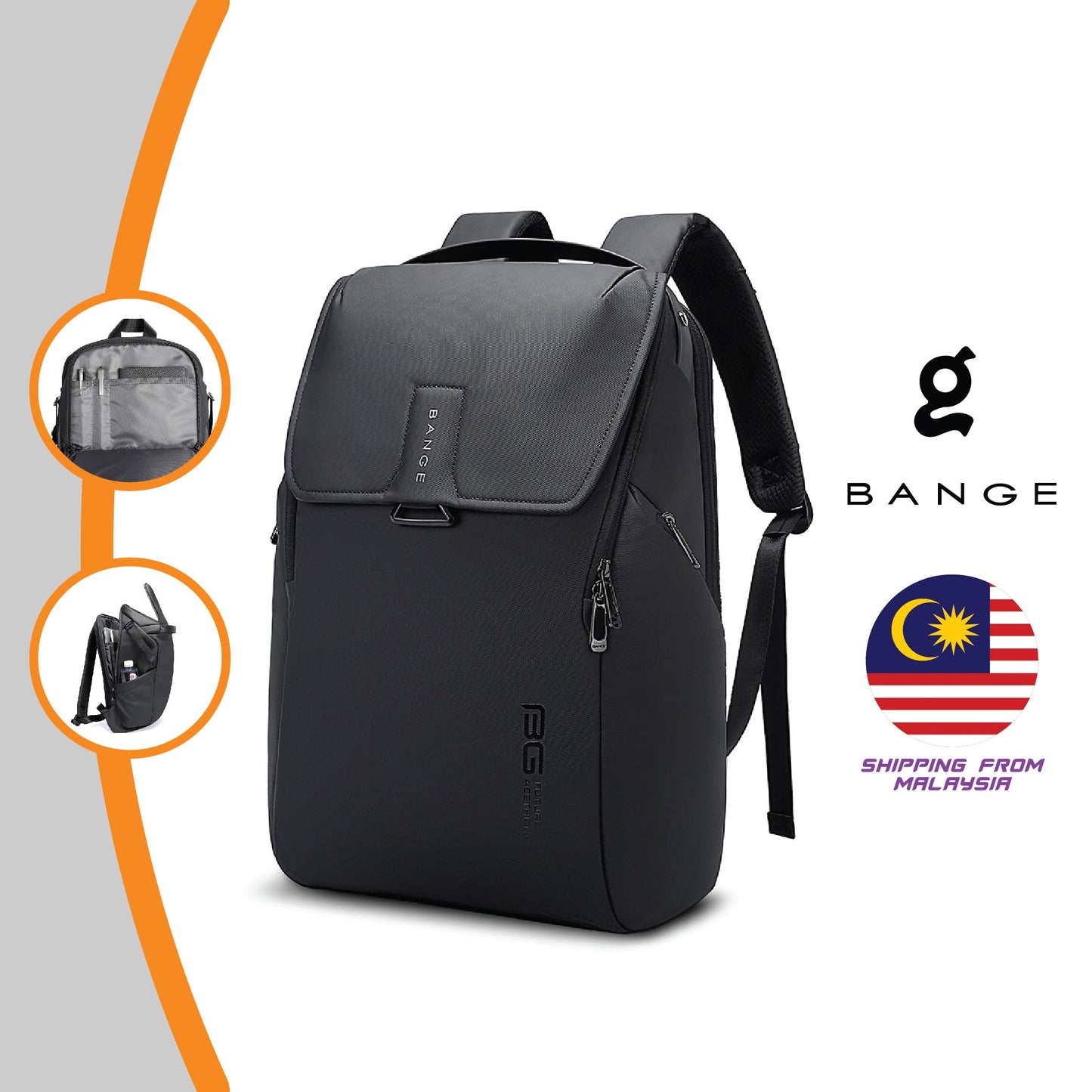 Bange Fade Laptop Backpack Water-Resistant and Multi Compartment USB Charging Business Professional Travel (15.6")