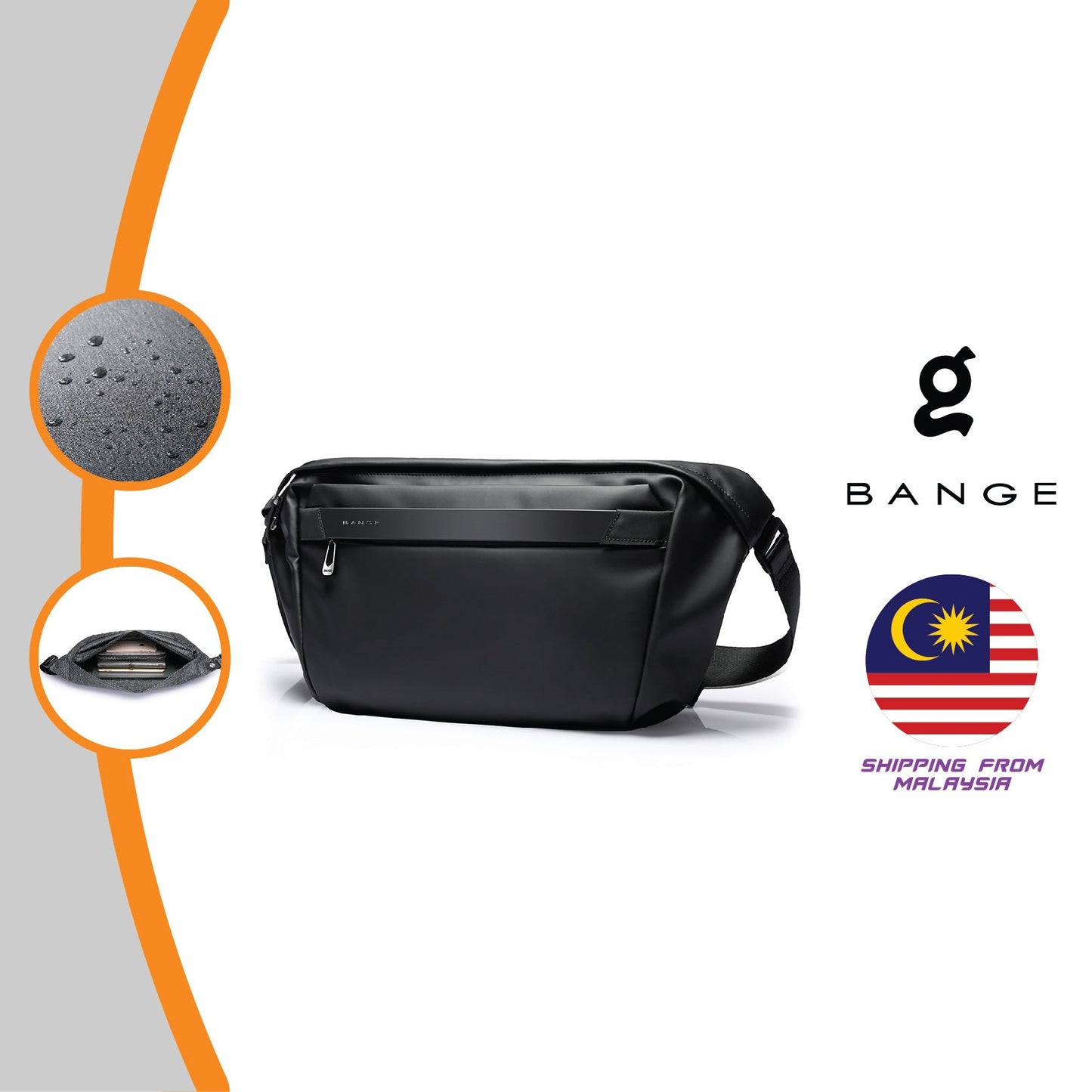 Bange Aero Sling Bag Men Crossbody bag Shoulder Bag Anti-Theft Fashion Chest Pack Water-Resistant Beg Lelaki