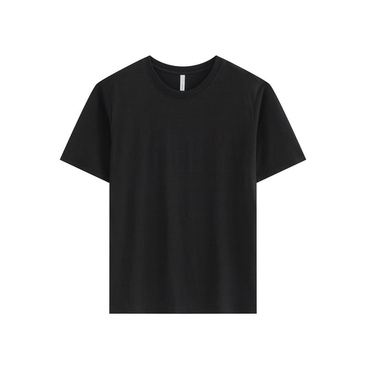 210G IceTech Cotton Adult Round Neck Short Sleeve T-Shirt - Black