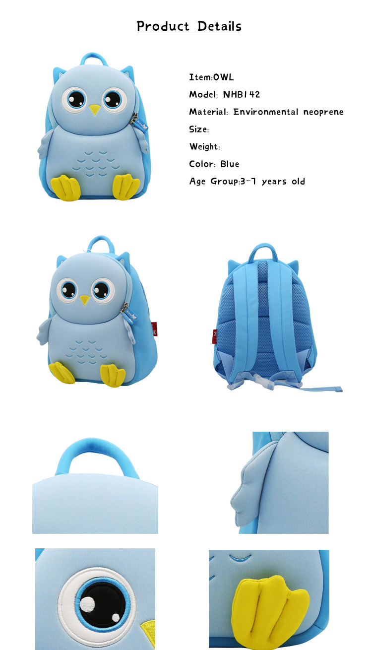 NOHOO Kid Backpack Owl (Blue)