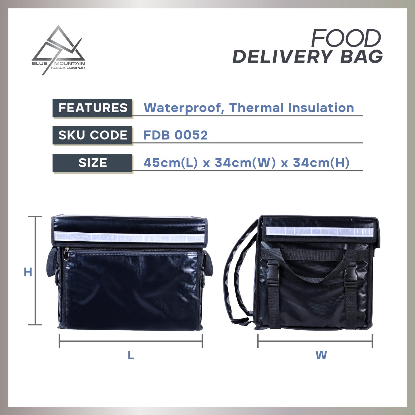 Blue Mountain 52L Food Delivery Bag M Size