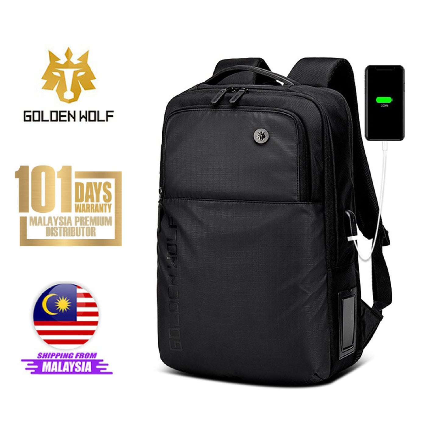 Golden Wolf Thunder Backpack (15.6" Laptop)