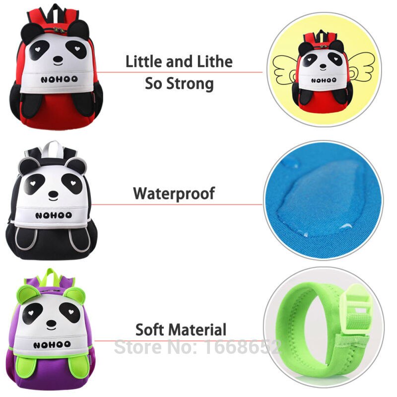 NOHOO Kid Loving Panda Design Children Boy Travel School Bag Beg Sekolah Bags A4