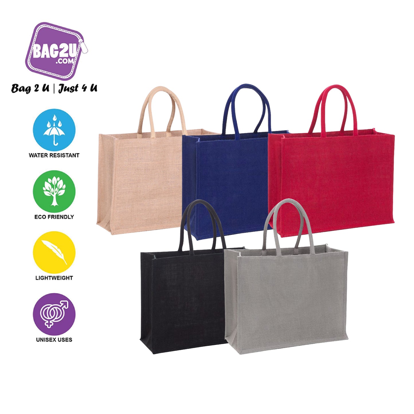 Bag2u Mono Jute Material Tote Bag