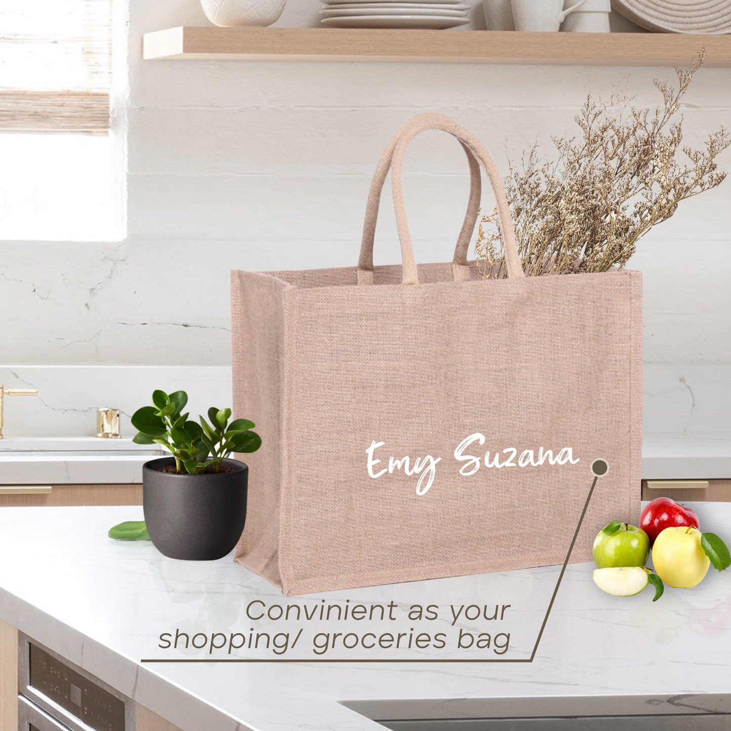 Bag2u Mono Jute Material Tote Bag